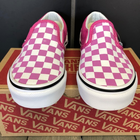 Kids Vans Classic Slip-On Checkerboard Raspberry - Picture 3 of 6